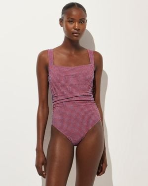 J.Crew Long-Torso Nia Ruched Squareneck One-Piece - Red