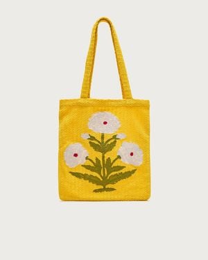 J.Crew Embroidered Flower Tote Bag - Yellow