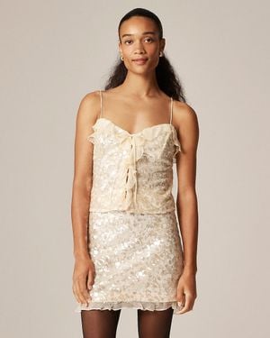 J.Crew Sequin Ruffle-Trim Tank Top - Natural