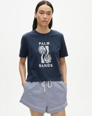 J.Crew "Boyfriend Jersey Relaxed Cropped "Palm Sands" Graphic T-Shirt" - Blue