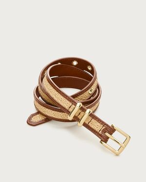 J.Crew Thin Woven Belt With Leather Trim - Pink