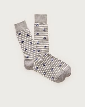 J.Crew Striped Anchor Critter Socks - White