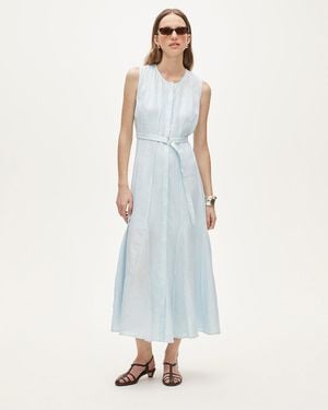 J.Crew Seamed Linen Dress With Removable Belt - Blue