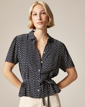 J.Crew Button-Up Tie-Waist Shirt - Black