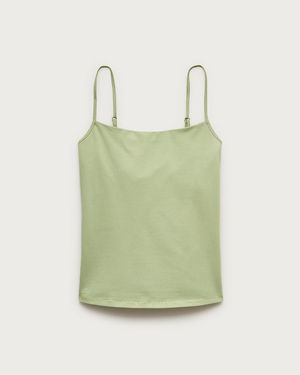 J.Crew Stretch Cotton Shelf-Bra Tank Top - Green
