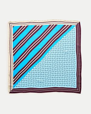 J.Crew Printed Silk Scarf - Blue