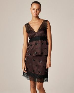 J.Crew Embellished Lace-Trim Tank Top - Black