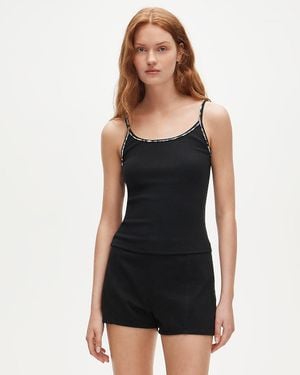 J.Crew Perfect Rib Slim-Fit Camisole With Beads - Black