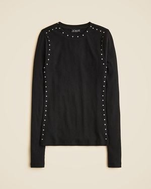 J.Crew Perfect Rib Long-Sleeve T-Shirt With Studs - Black