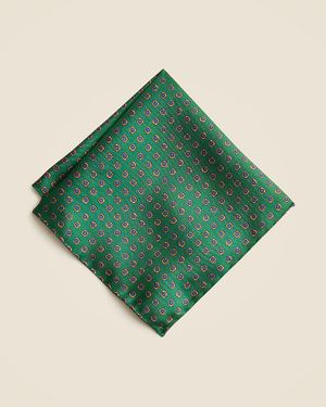 J.Crew Italian Silk Twill Pocket Square - Green