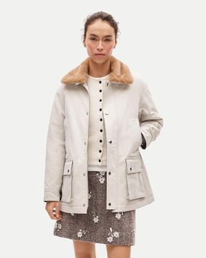 J.Crew 1986 Barn Jacket With Removable Faux-Fur Collar - Natural