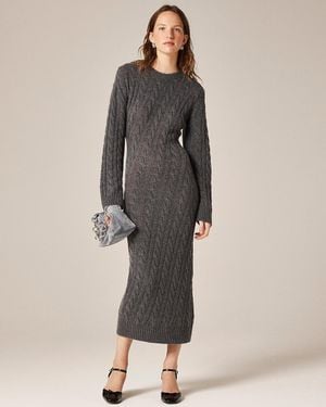 J.Crew Collection Cashmere Twisted Cable-Knit Sweater-Dress - Gray