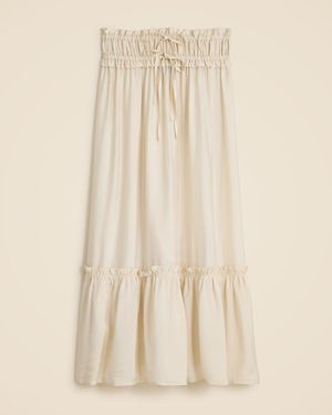 J.Crew Smocked-Waist Midi Skirt - Natural