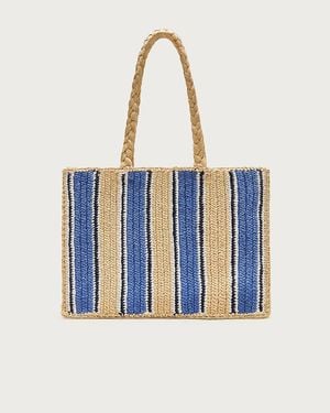 J.Crew Handknotted Straw Tote Bag - Blue