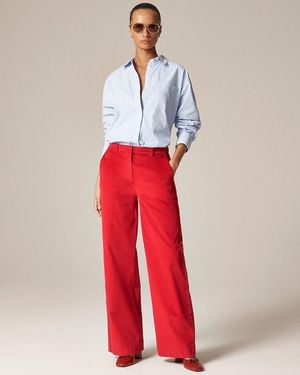 J.Crew Petite Wide-Leg Trouser With Satin Stripe - Red