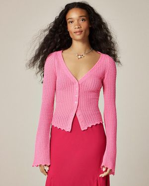 J.Crew Scallop-Trim Cardigan Top - Pink