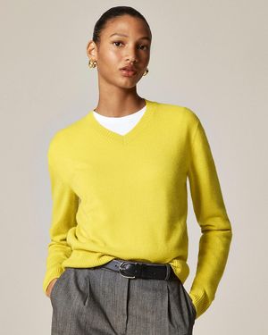 J.Crew Cashmere High V-Neck Sweater - Yellow