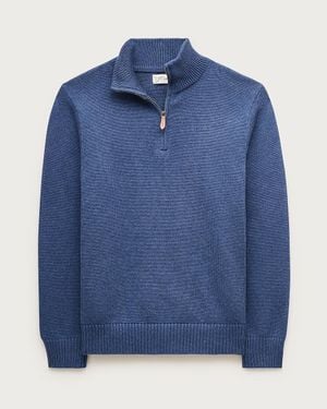 J.Crew Heritage Cotton Quarter-Zip Sweater - Blue