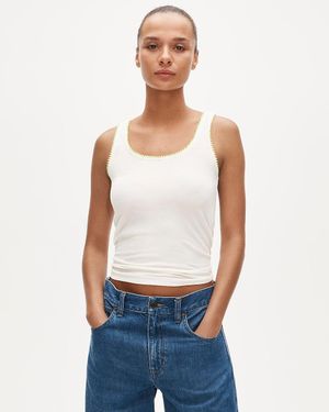 J.Crew Feather Jersey Tank Top With Contrast Trim - Blue