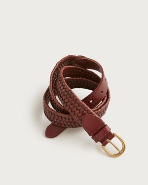J.Crew Woven Elasticated Italian Leather Belt - Brown