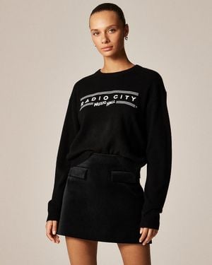 J.Crew "Perfect Cashmere "Radio City" Graphic Crewneck Sweater" - Black