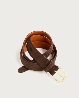 J.Crew Italian Suede And Leather Round-Buckle Dress Belt - Brown