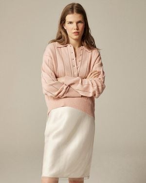 J.Crew Cashmere Pointelle Sweater-Polo - Natural