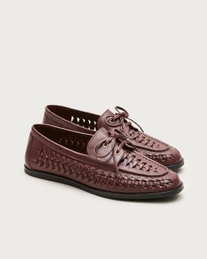 J.Crew Woven Leather Boat Shoes - Brown