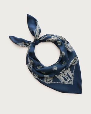J.Crew Printed Silk Scarf - Blue