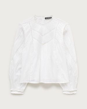 J.Crew Lace-Trim Pintuck Top - White