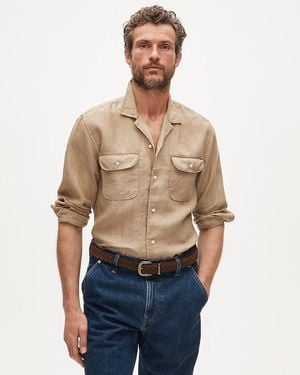 J.Crew Camp-Collar Linen Shirt - Natural