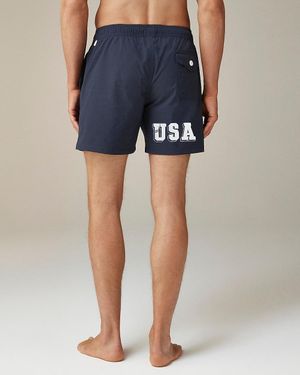 J.Crew Limited-Edition Usa Swimming X 6'' Stretch Swim Trunk With Econyl Nylon - Blue