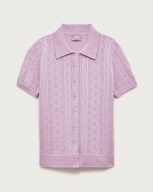 J.Crew Cashmere Pointelle Button-Up Short-Sleeve Cardigan - Pink