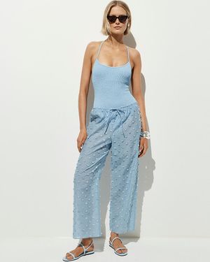 J.Crew Beach Pant With Pom-Poms - Blue