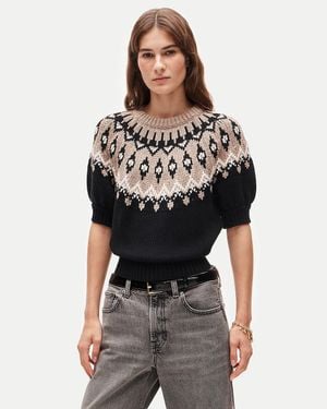 J.Crew Short-Sleeve Fair Isle Sweater - Black
