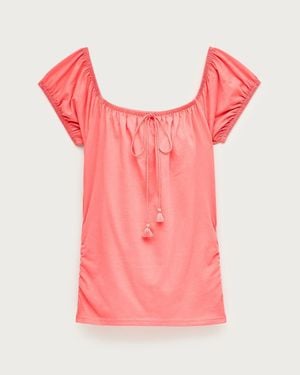 J.Crew Vintage Jersey Ruched Tie-Front Top - Pink