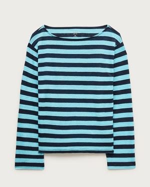 J.Crew Relaxed Boatneck Linen Long-Sleeve T-Shirt - Blue