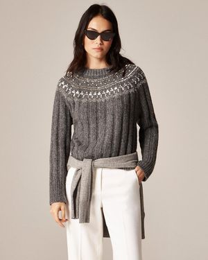 J.Crew Embellished Fair Isle Sweater - Brown