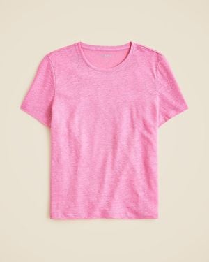 J.Crew New Relaxed Linen T-Shirt - Pink