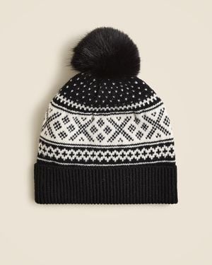 J.Crew Fair Isle Pom-Pom Beanie - Black