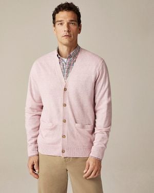 J.Crew Marled Cashmere-Linen Blend V-Neck Cardigan - Pink