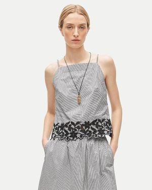 J.Crew Embroidered High-Neck Top - Gray