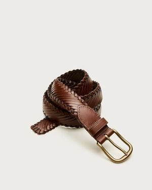 J.Crew Diagonal Braided Leather Belt - Brown