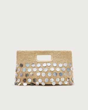 J.Crew Handknotted Straw Rectangular Clutch With Paillettes - Natural