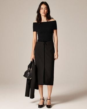 J.Crew Pencil Midi Skirt With Velvet Trim - Black