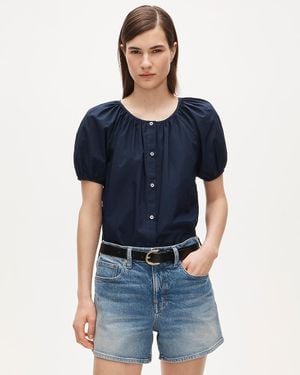 J.Crew Puff-Sleeve Button-Up Top - Blue