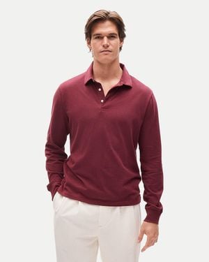 J.Crew Long-Sleeve Sueded Cotton Polo Shirt - Red