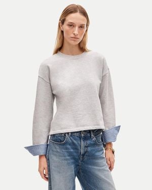 J.Crew Vintage Fleece Crewneck Sweatshirt With Contrast Cuffs - White