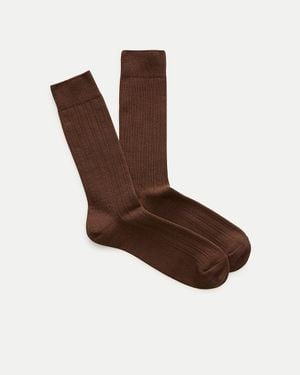 J.Crew Ribbed Cotton-Blend Socks - Brown