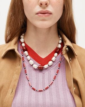 J.Crew Pearl And Bead Necklaces Set-Of-Two - Pink